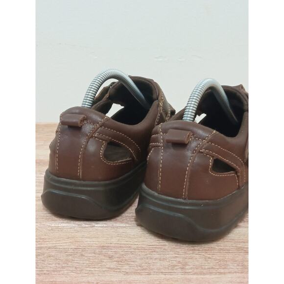 Men's Sandals Shoes Mexican Cklass Brown Leather Hook & Loop Size Size 9 - Picture 2 of 8
